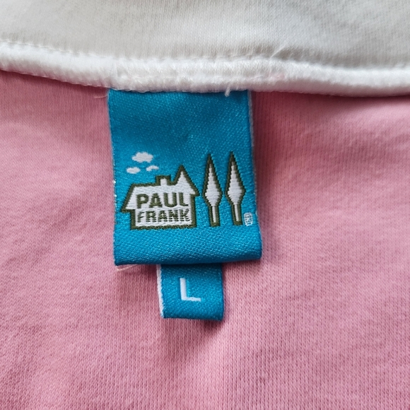 Paul Frank Women Pink Collar V Neck T Shirt L - Picture 3 of 3